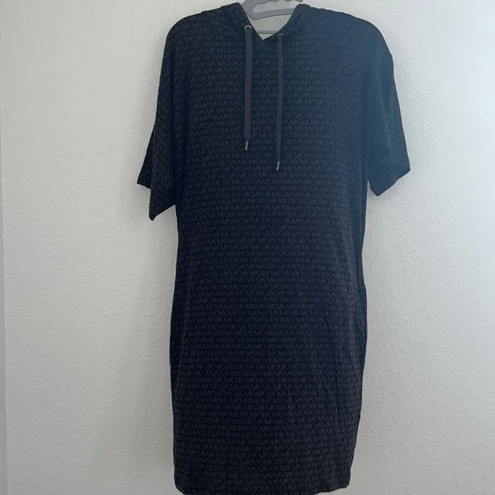 Michael Kors logo short sleeve hooded mini dress NEW